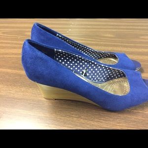Ladies size 7.5 royal blue slip ones